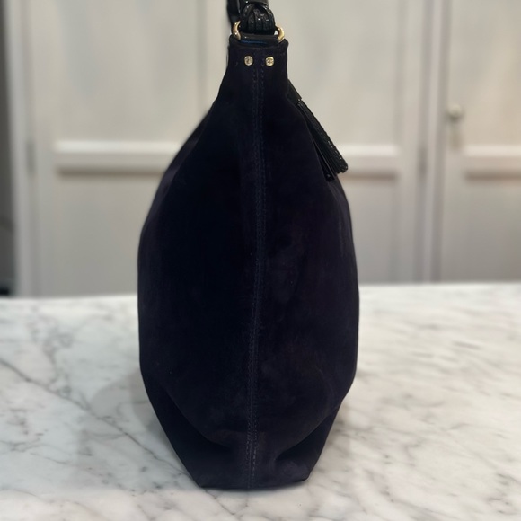 Kate Spade New York Suede Handbag - navy blue suede with patent leather - Picture 10 of 14